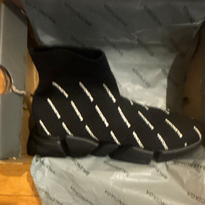Balenciaga Speed Trainer Men's Black Logo Knit Sock Slip-On Mid Top