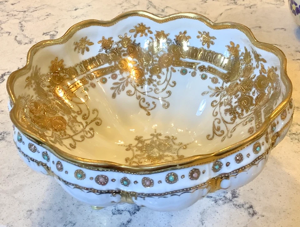 Antique RC Noritake Nippon Gold Moriage Porcelain Footed Bowl, c1906 - Image 2 of 4