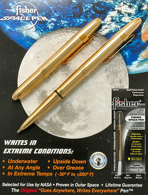 Fisher Space Pen / Gold Bullet Pen with Clip #400GCL Plus An Extra Black Refill