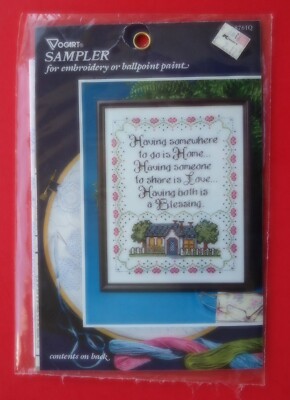 Vogart Sampler 7861Q Stamped Cross Stitch Embroidery Ballpoint Paint NOS NIP NEW