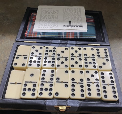 Vintage Double Nine Studded 55 Pieces Dominoes Set With Case