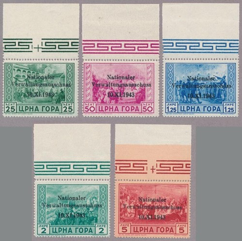 Montenegro Mi.Nr. 10-14 postfrisch, Fotoattest Brunel VP - Bild 1 von 2