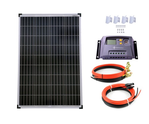 SET 1x100W Poly Solar Modul 20A Laderegler gelb Montagewinkel Kabel - Bild 1 von 9