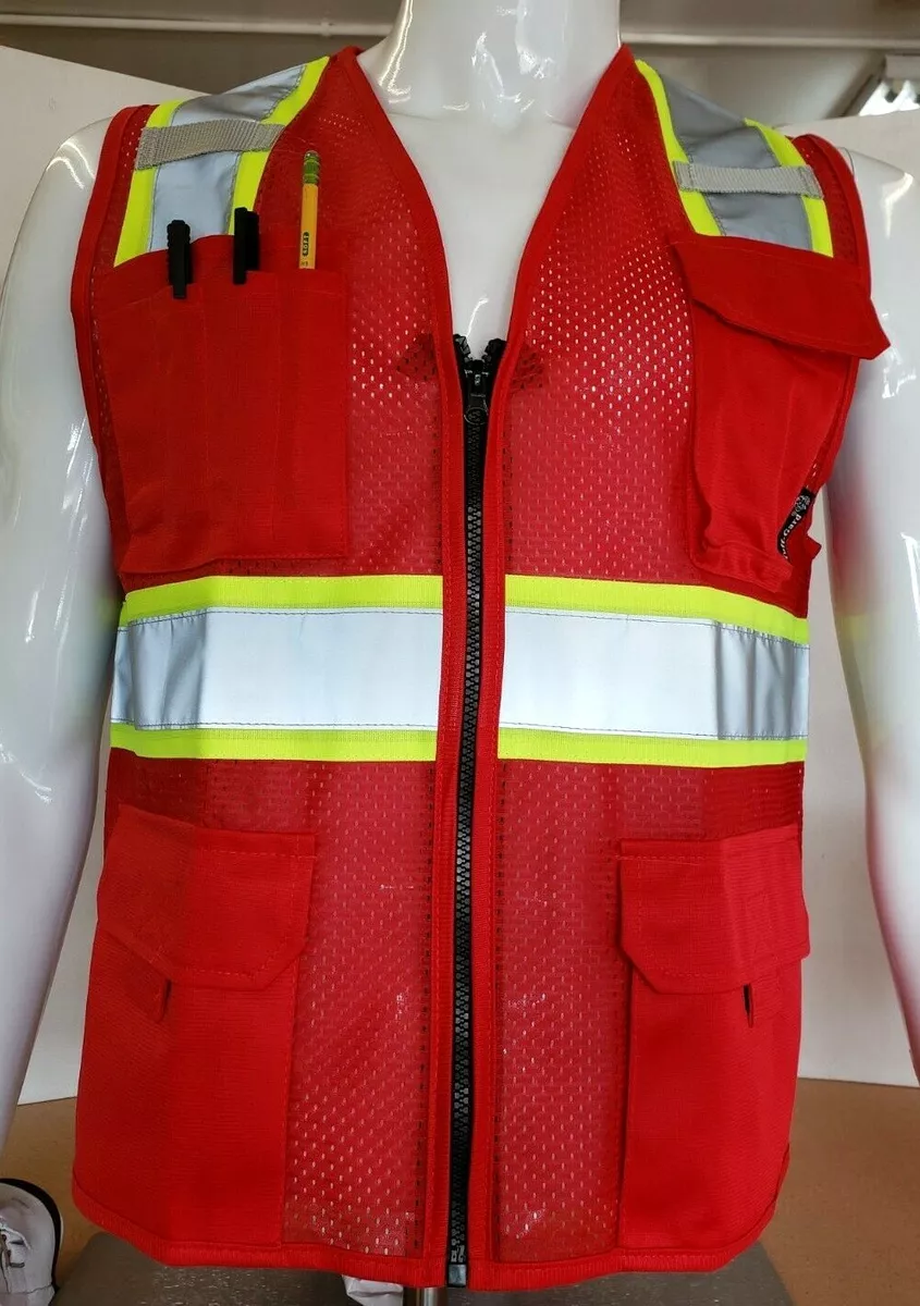 Red high visibility vest sale