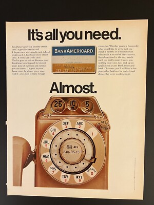 Bank Americard 1970 Life Print Add Pay Phone