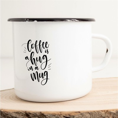 Emaille Tasse Coffee is a hug in a mug Vintage Geschenkidee Souvenir Präsent Wic