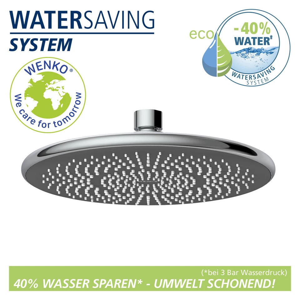 WENKO Regendusche Wassersparend Duschkopf Brausekopf Überkopfbrause Rund 22,5 cm - Bild 3 von 4