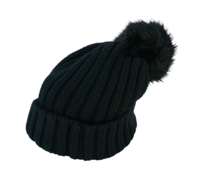J Crew Cuffed Pom Pom Beanie Hat Knit Faux Fur Rib Winter 
