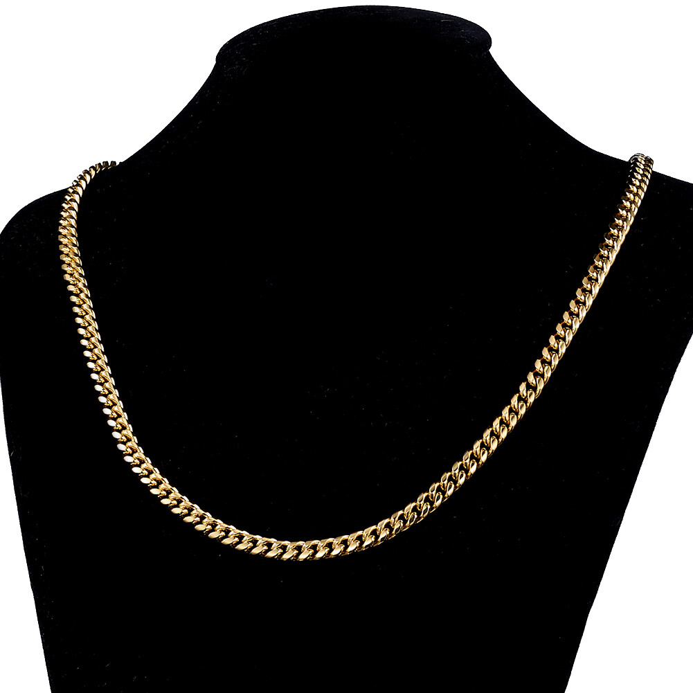 6mm-10mm Men's Miami Cuban Link Chain Necklace 18K Gold