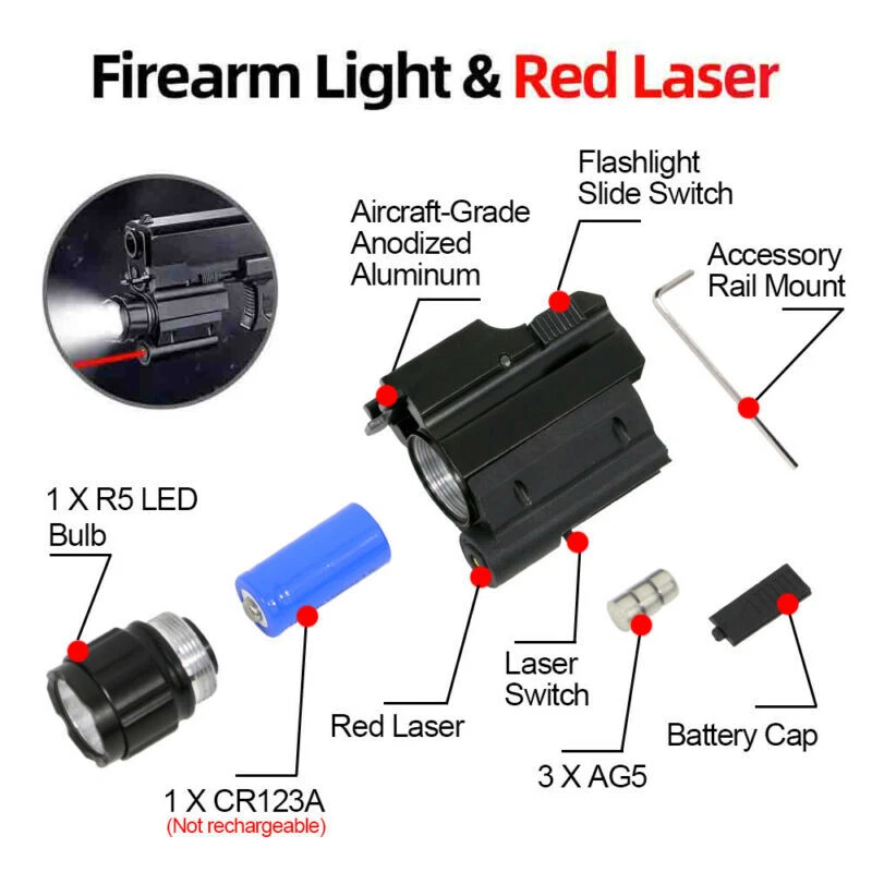 Tactical LED Torch Red Green Dot Laser Sight Torch For Airsoft Picatinny Rail - Image 3 of 4