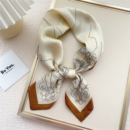 Square Satin Scarf Silk Feel Neckerchief Head Neck Wrist Wraps Print Scarves70cm - Picture 12 of 54