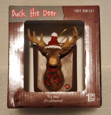 Gemmy Singing Christmas Buck the Deer Wall Mount Ornament/Stand