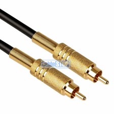 HQ PRO SUBWOOFER Cable Single RCA Phono PLUG Audio Speaker Bass Lead GOLD