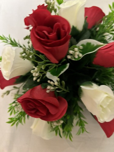 guest table Arrangement decoration red & ivory roses Artificial Wedding Flowers - Picture 18 of 24
