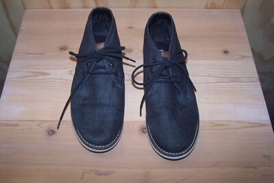 Steve Madden Brandon Black Denim Leather Laced BoysChukka 