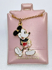 Vintage Walt Disney Mickey Mouse Necklace Hanging Charm Enamel Pendant  Chain