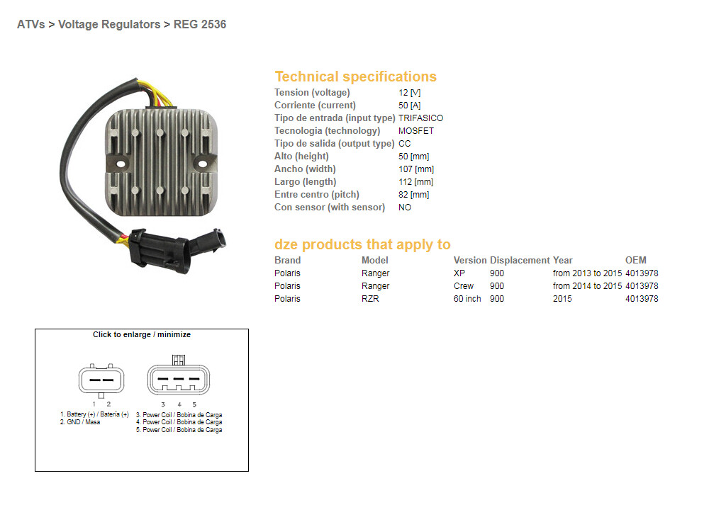 Régulateur de tension DZE résout les pannes de batterie Polaris Ranger 900