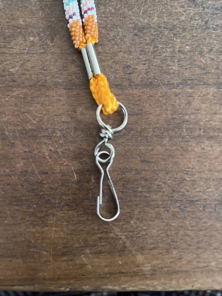 美洲原住民纳瓦霍串珠挂绳徽章夹钥匙链橙色 34 #16 — 第 2/4 张图片