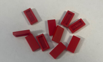 10x LEGO Fliese Kachel Platte 1x2 glatt  rot Red Tile brick 3069b
