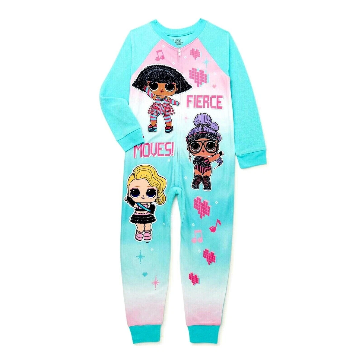 Girls L.O.L. LOL Surprise One Piece Pajamas Union Suit Blanket Sleeper Sz 4 12