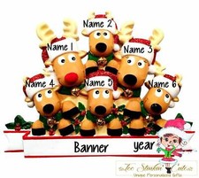Personalized Christmas Table Topper Reindeer Family of 6  Free Shipping 