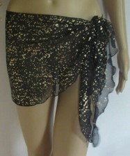 REGULAR SARONG DARK NAVY/GOLD SHEER FARBRIC SARONG PAREO KIRT 16' INCH
