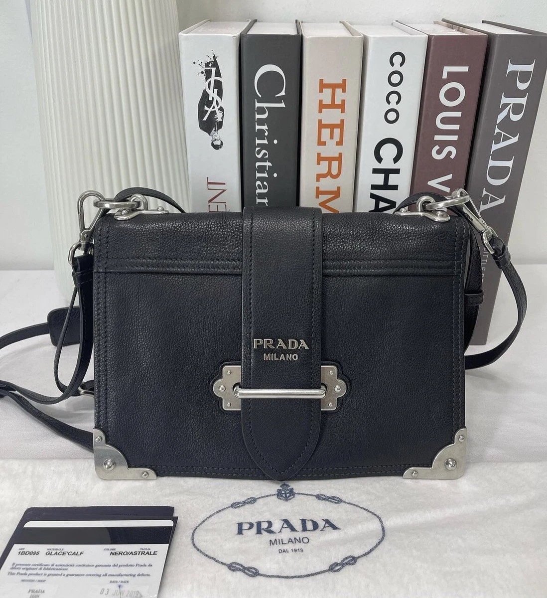 Prada Leather Cahier Bag in Black