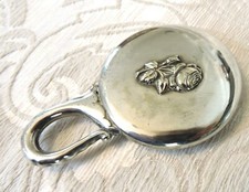 Piccolo specchio vintage da borsetta Metallo argentato Scandinavia
