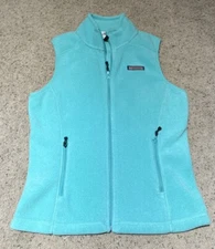 Vineyard Vines Fleece Vest Women XS Mint Green Full Zip Pockets