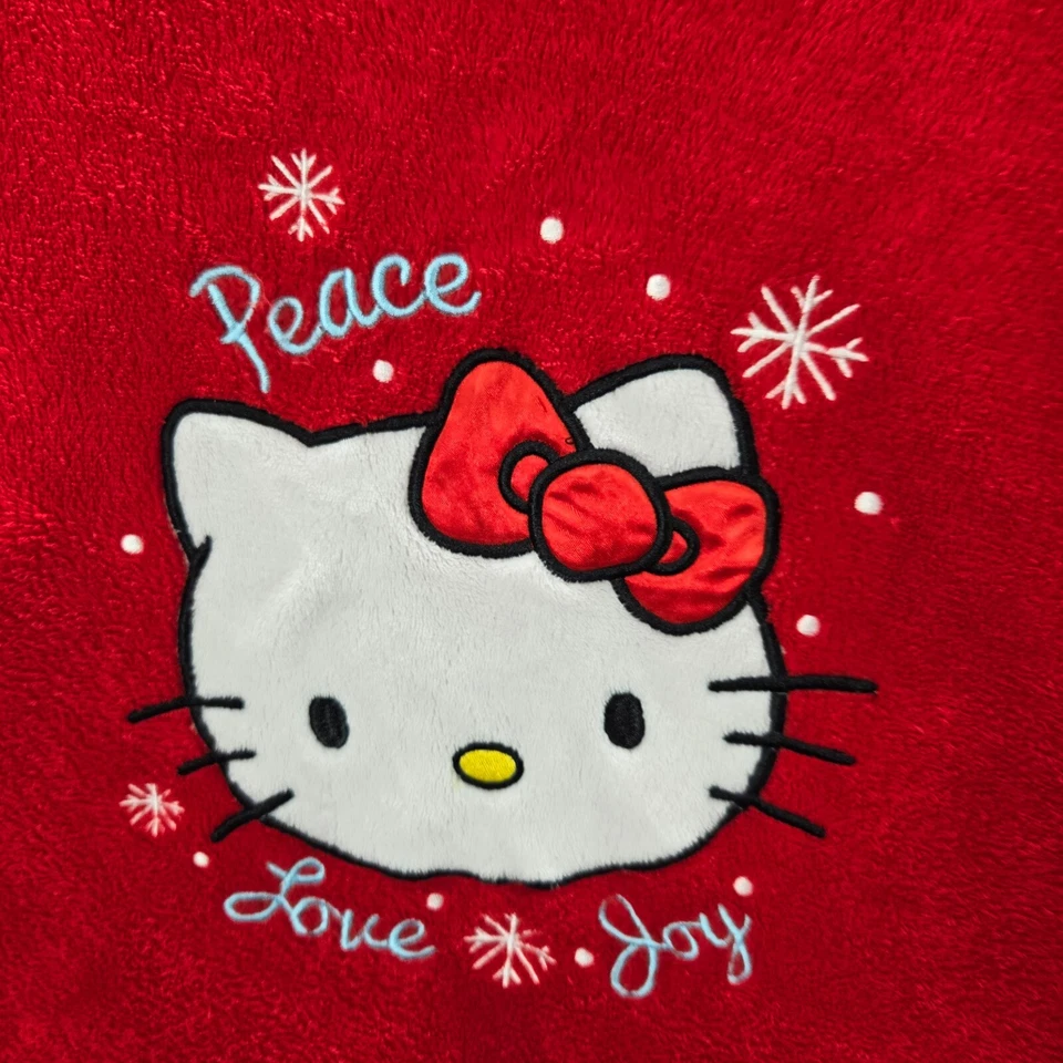Ropa de dormir para mujer Hello Kitty 2X suéter polar rojo cuello en V suéter bordado Foto 3 de 4