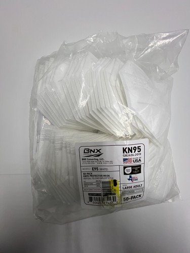 (QTY 50) BNX KN95 E95 Vertical Folding Earloop Style Protective Mask White - Bild 3 von 6