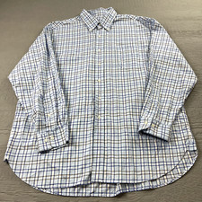Brooks Brothers Shirt Mens XL Blue Plaid Golden Fleece Egyptian Cotton USA Made