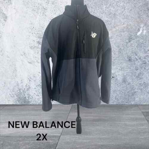 NEW BALANCE, 2X, BLUE/BLACK, POLYESTER ZIP-UP FLEECE. NWT