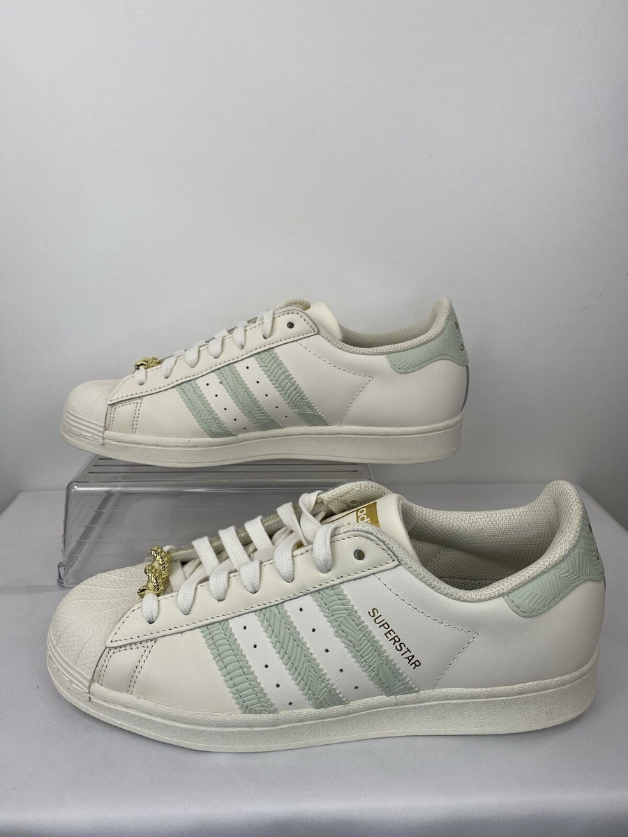 ADIDAS Original Women's SUPERSTAR Shoes Cloud White Linen Green Gold Sz 10  | eBay