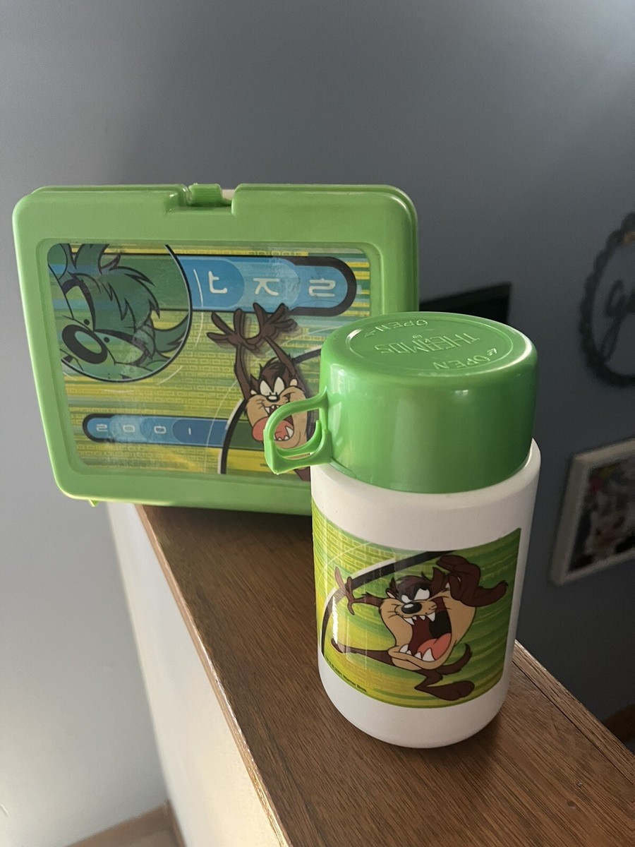 Vintage 2001 Tasmanian Devil Plastic Lunch Box With Thermos, Loony