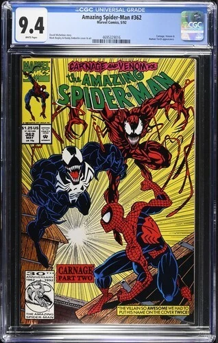 Amazing Spider-Man #362 CGC 9.4 Venom Carnage 1992 White Pages Gem Slab