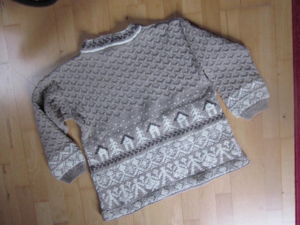 SELBST GESTRICKT - PULLOVER - ca. Gr. 44 - natur-beige-braun - Bild 3 von 4