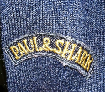 Paul & Shark Men's 2XL Navy Crewneck Knit Cotton/Wool Sweater Zip Pocket