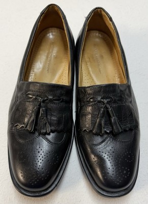 Sandro Moscoloni Vineyard Black Leather Wingtip Kiltie Tassel Loafers 8.5D EUC