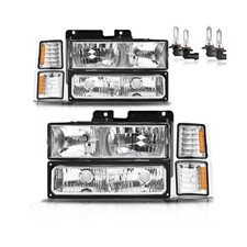 Headlights W/Bulbs for 1994-1998 Chevy Silverado Tahoe Suburban C10 C/K 1500 ...