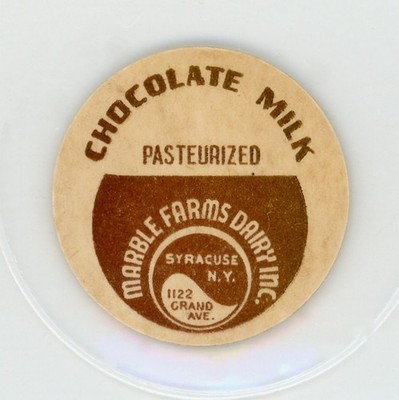 Milk Bottle Cap Insert - Marble Farms Dairy - Syracuse, NY (New York)- CHOCOLATE