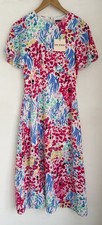 Girl In Mind Floral Multicoloured Cap Sleeve Midi Dress UK 8 EU 36 Brand New