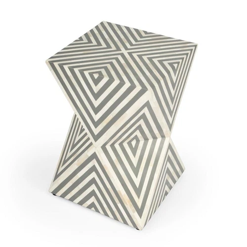 Butler Anais White And Grey Bone Inlay End Table - Picture 1 of 11