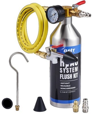AC Flush Kit, HVAC Flush Tool Kit with 33.5 oz. Stainless Steel Tank, Auto Ai...