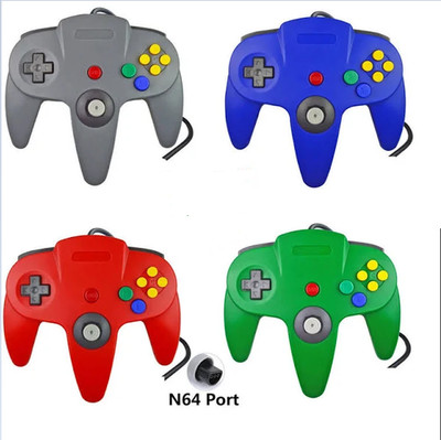 Lot Of 4 Generic Controllers Green Red Blue Grey For N64 N64