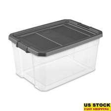 Durable Clear Plastic Stacking Storage Box W/ Lid Organizing Clothes Toys Gear