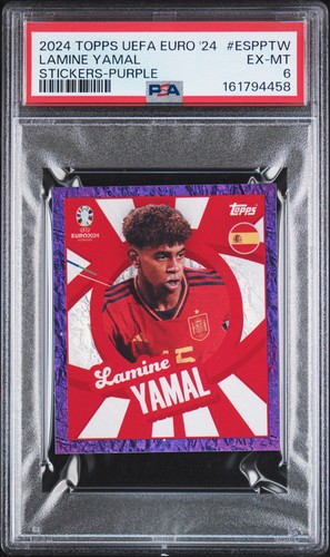 2024 TOPPS UEFA EURO 2024 STICKERS PURPLE #ESPPTW LAMINE YAMAL PSA 6