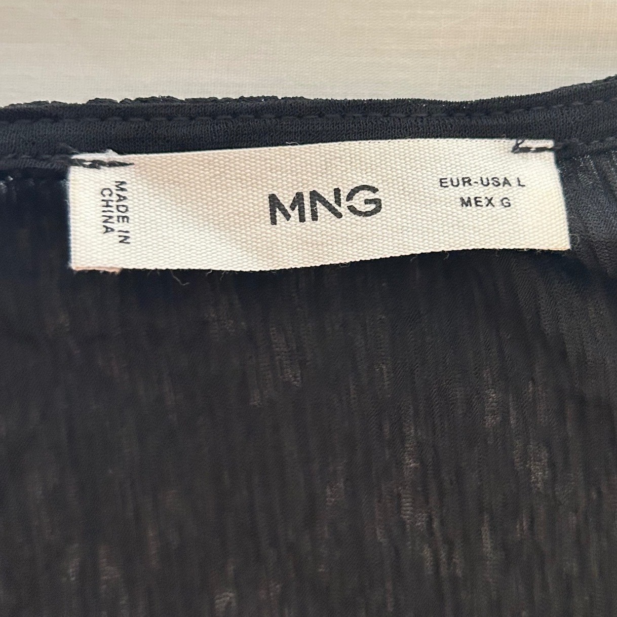 Mango MNG Black Plissé V-Neck Peplum Blouse Women Large image 4
