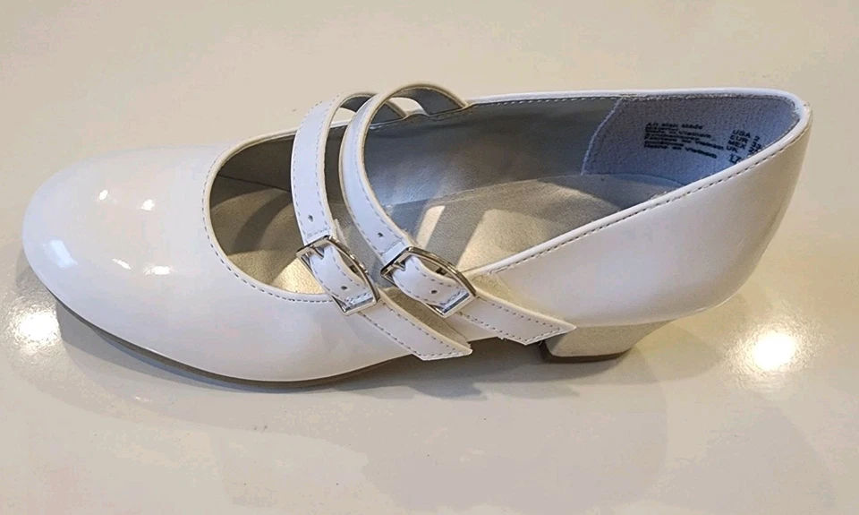 Zapatos Mary Janes American Eagle Girl charol blanco doble correa tacón brillante talla 2 Foto 3 de 4
