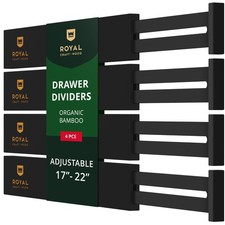 Bamboo Drawer Dividers Organizers, Adjustable Drawer Separator Splitters, 17–22
